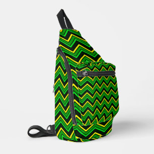 Sac À Bandoulière Zigzag de chevron vert, noir et jaune