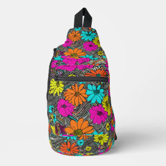Sac à billes florales vibrant avec zébr noir et bl