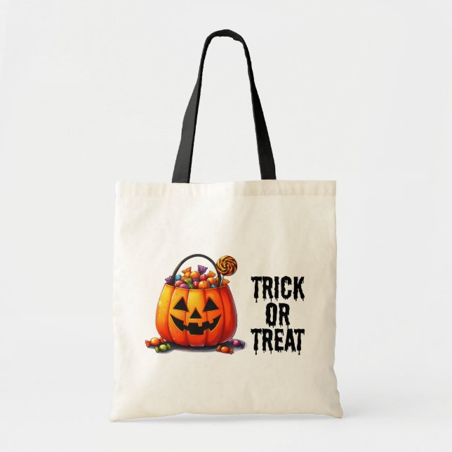 Sac à bonbons rempli Jack-o'lanterne ou sac de tra (Devant)