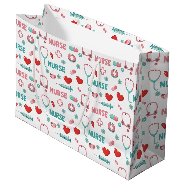 Sac à cadeau à motif continu de vie d'infirmière b (Devant Angle)