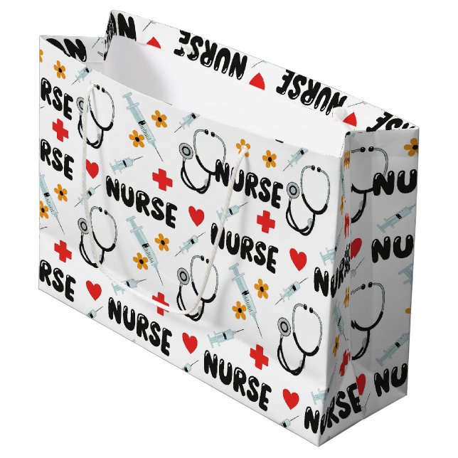 Sac à cadeau à motif continu sur le thème de la vi (Devant Angle)