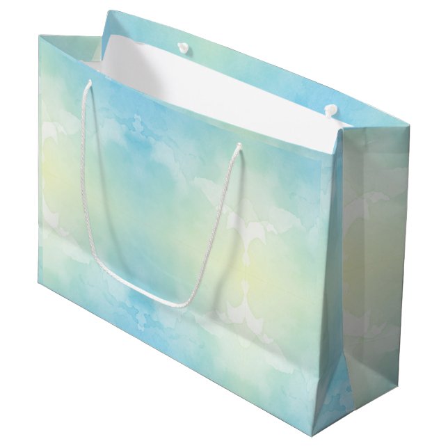 Sac à cadeau avec dégradé bleu et jaune et blanc (Devant Angle)