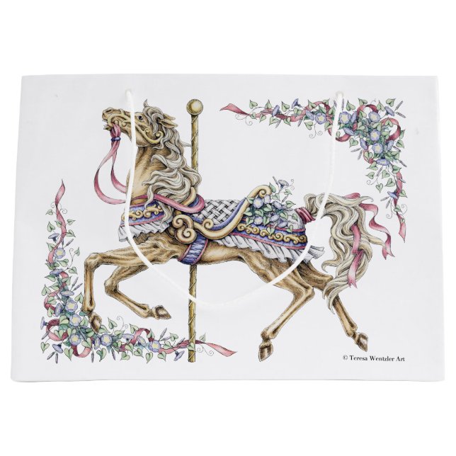 Sac à cadeau de cheval de carrousel de printemps (Devant)