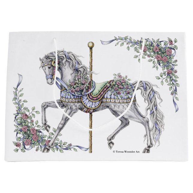 Sac à cadeau de cheval de carrousel d'été (Devant)