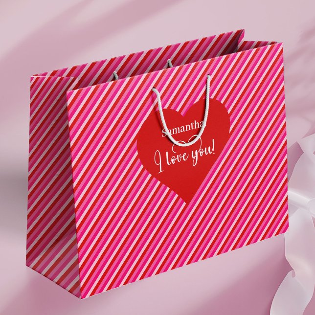 Sac à cadeau de la Saint-Valentin attentionné avec (Thoughtful Valentine Gift Bag With I Love You Text)