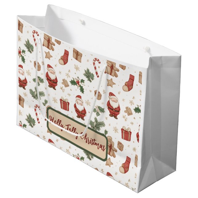 Sac à cadeau de Noël Père Noël – Design fantaisist (Devant Angle)