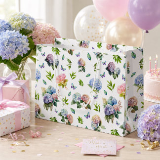 Sac à Cadeau Élégant Rose Bleu Hydrangea Jardin Gr