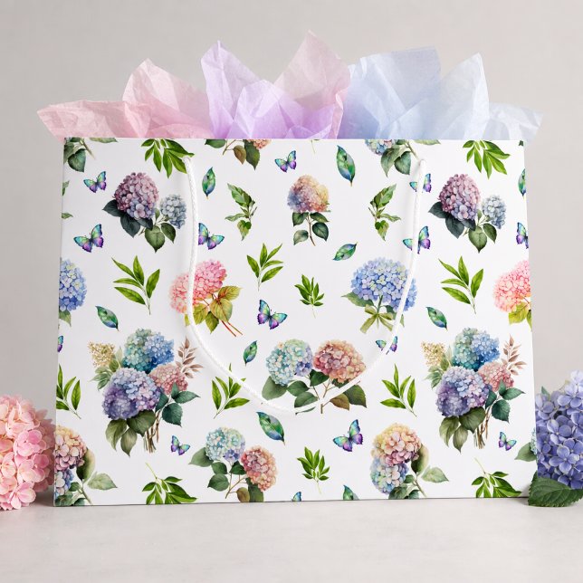 Sac à Cadeau Élégant Rose Bleu Hydrangea Jardin Gr (Créateur téléchargé)