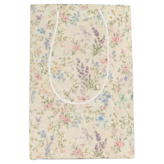 Sac à cadeau floral pastel Grandmillennial moyen
