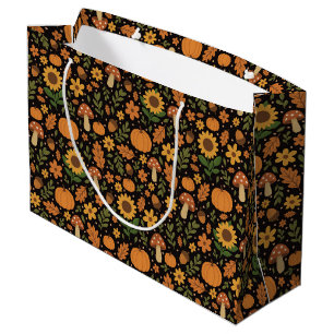 Sac à cadeau grand format avec motif automnal rust