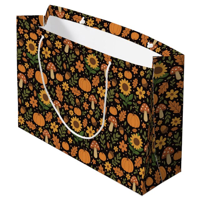 Sac à cadeau grand format avec motif automnal rust (Dos Angle)