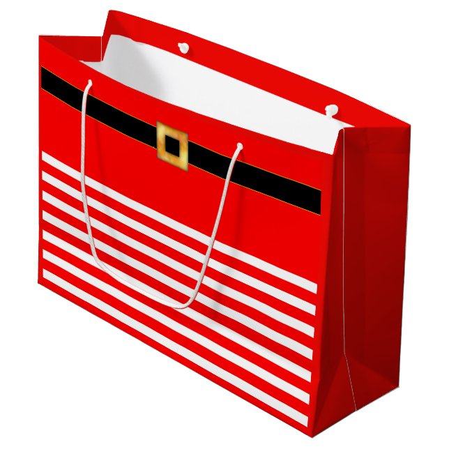 Sac à cadeau rayé rouge et blanc mignon (Devant Angle)