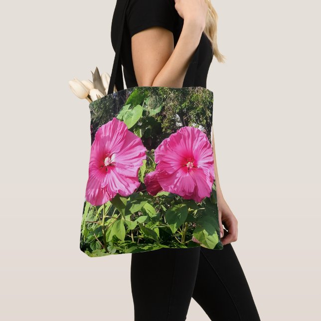 Sac à cordon de fleur d'hibiscus rose (De près)