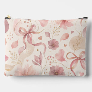 Sac à cosmétiques à nœud floral rose Coquette