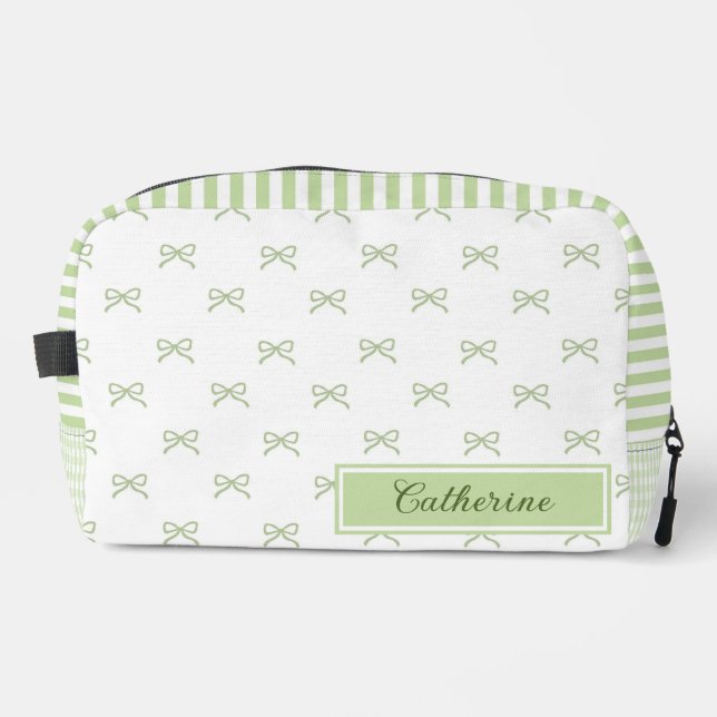Sac à cosmétiques Coquette à motif de nœud vert (Recto)