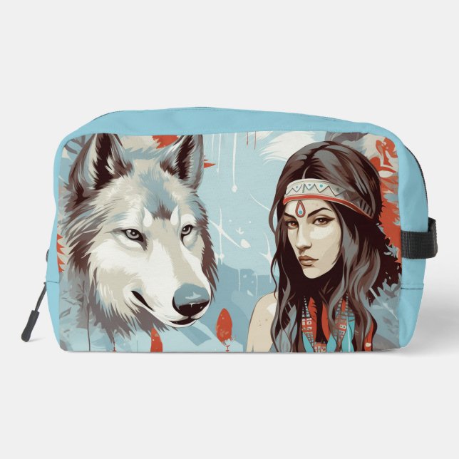 Sac à cosmétiques de princesse amérindienne, Loup  (Verso)
