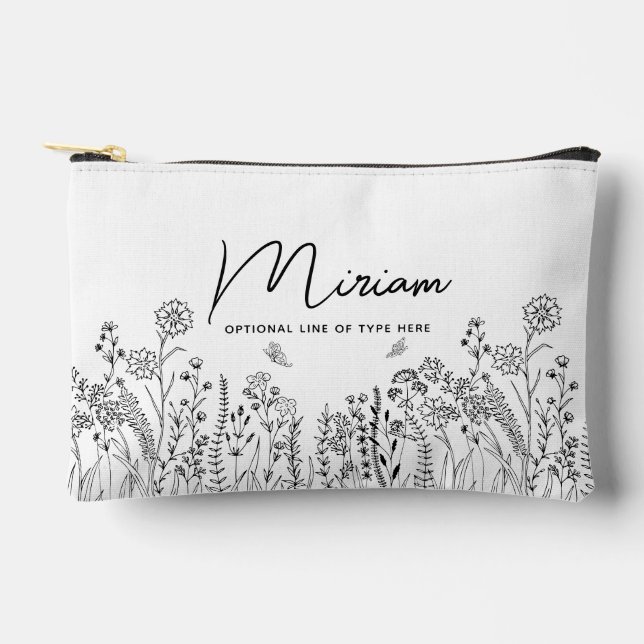 Sac à cosmétiques floral tendance écriture stylée (Recto)