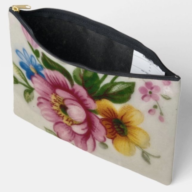 Sac à coudre avec impression de bouquet floral de  (Durable woven material with a zippered closure. D: 12"x8.5" Made of spun polyester.
)