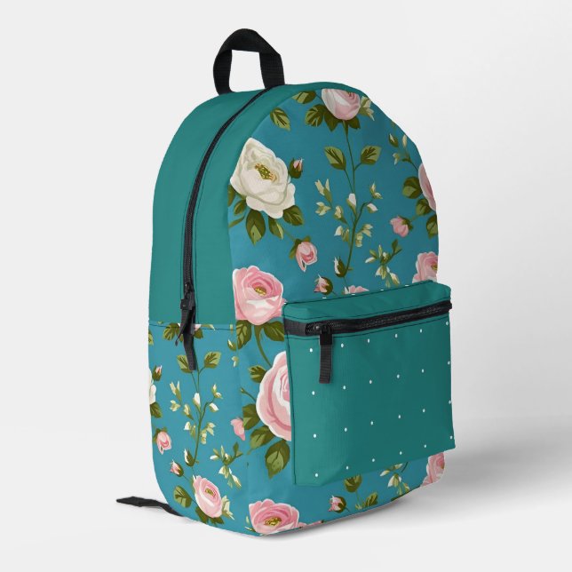 Sac à coudre et à coudre floral turquoise - Sac à  (Coin arrière gauche)