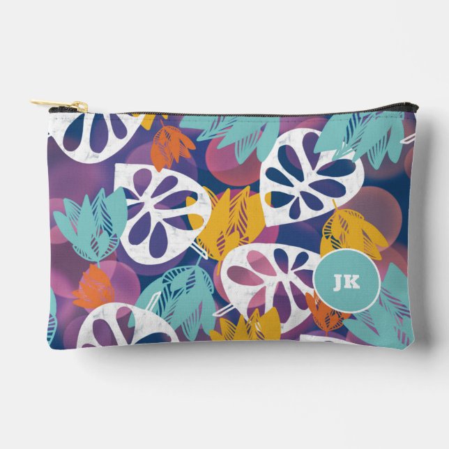 Sac à coudre imprimé monogramme tropical bleu joli (Recto)