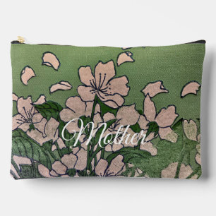 Sac à coudre imprimé vert à fleurs roses