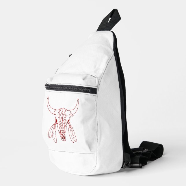 Sac à dos à bandoulière blanche Red Ghost Dance Bu (Coin droit)