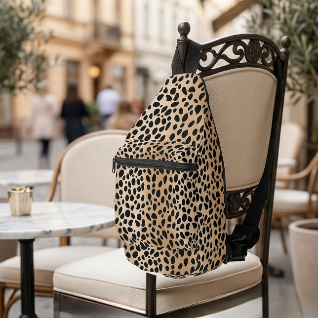 Sac à dos à bandoulière imprimé guépard marron (Brown Cheetah Print Cross Body Bag Backpack)