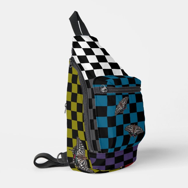 Sac à dos à carreaux multicolores HAMbyWG (Coin gauche)