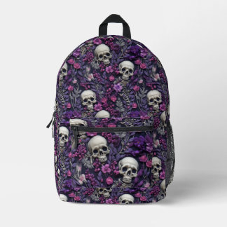 Sac à dos à crânes et fleurs violettes