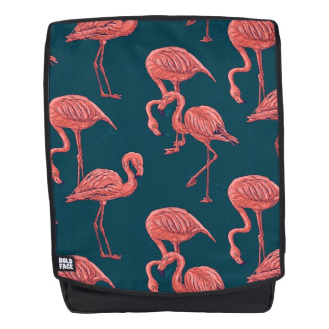 Sac à dos à motif flamingo de corail vivant (Devant)