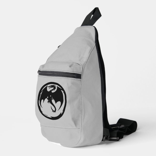 sac à dos à sling gris Dragon noir (Coin droit)