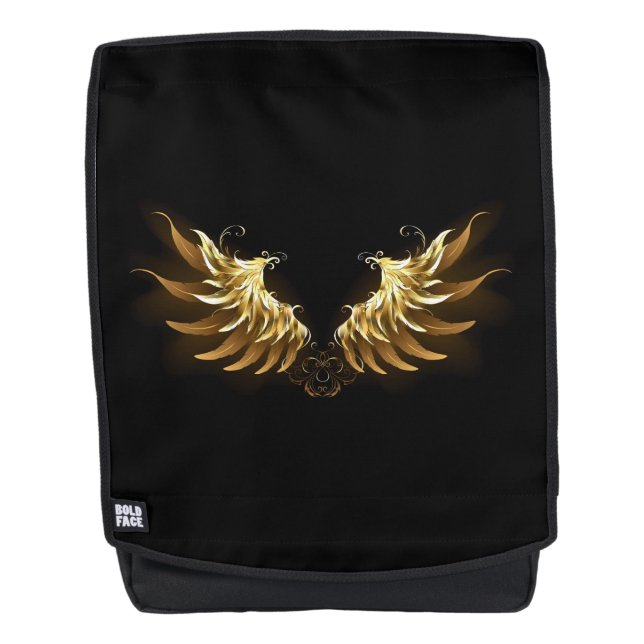 Sac À Dos Ailes d'Ange d'or sur arrière - plan noir (Devant)