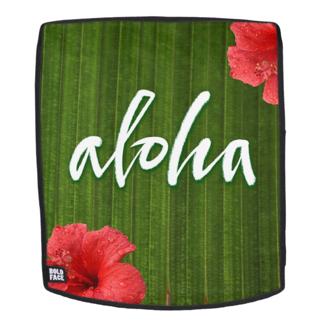 Sac À Dos Aloha Ti Leaf Hibiscus Calligraphie Hawaii Green (Devant amovible)