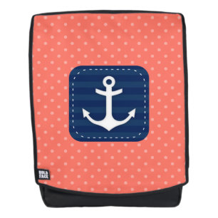 Sac À Dos Ancre de corail nautique de bleu marine de motif