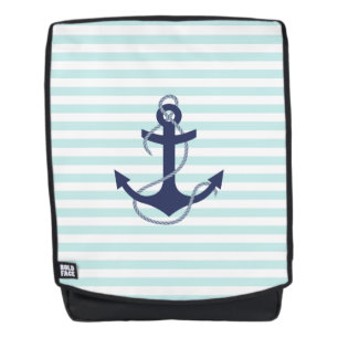 Sac À Dos Ancre nautique de bleu marine d'Aqua et de rayures