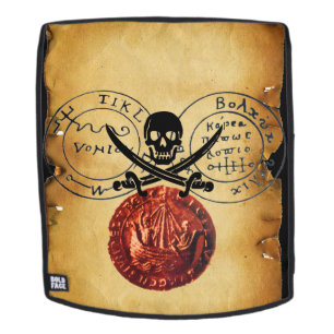 SAC À DOS ANTIQUE TALISMAN, PIRATES CARTE DU TRÉSOR SCEAU DE
