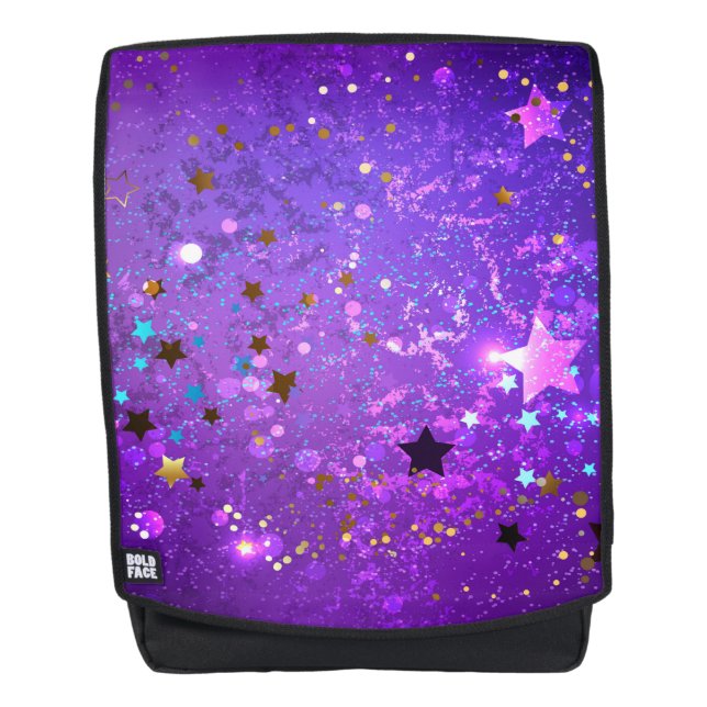 Sac À Dos Arrière - plan de feuille violet avec étoiles (Devant)