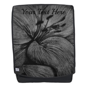 Sac À Dos art abstrait de fleur noire et blanche de lis