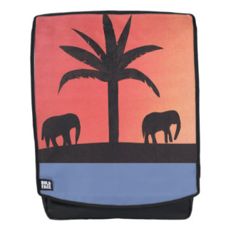 Sac à dos avec scène de coucher de soleil éléphant
