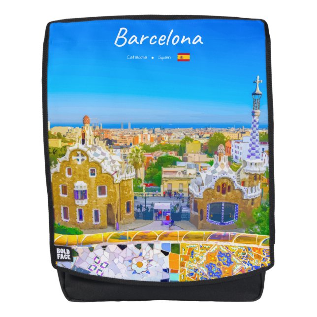 Sac À Dos Barcelone, Espagne - Parc Guell Mosaïque Gaudi (Devant)
