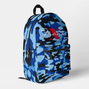 Sac à dos bleu et noir Motif Camo personnalisé,