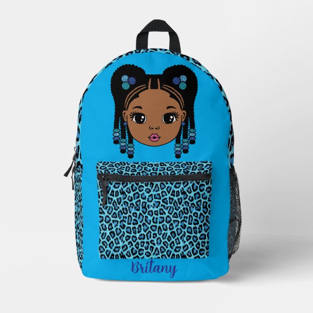 Sac à dos bleu imprimé personnalisé pour bébé fill (Recto)