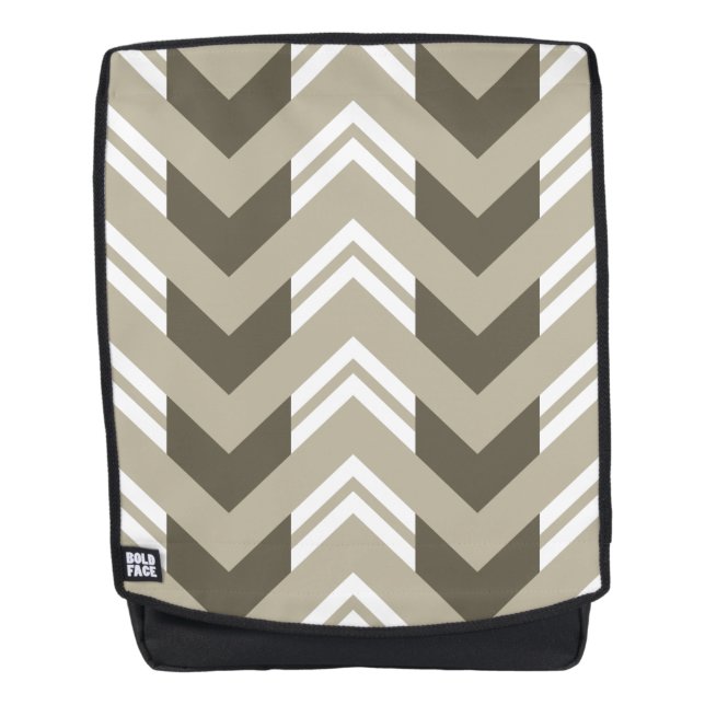 Sac À Dos Brun moderne, beige, motif blanc de Chevron (Devant)