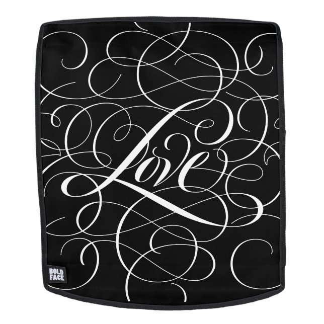 Sac À Dos Calligraphie d'amour fleurie blanche (Devant amovible)