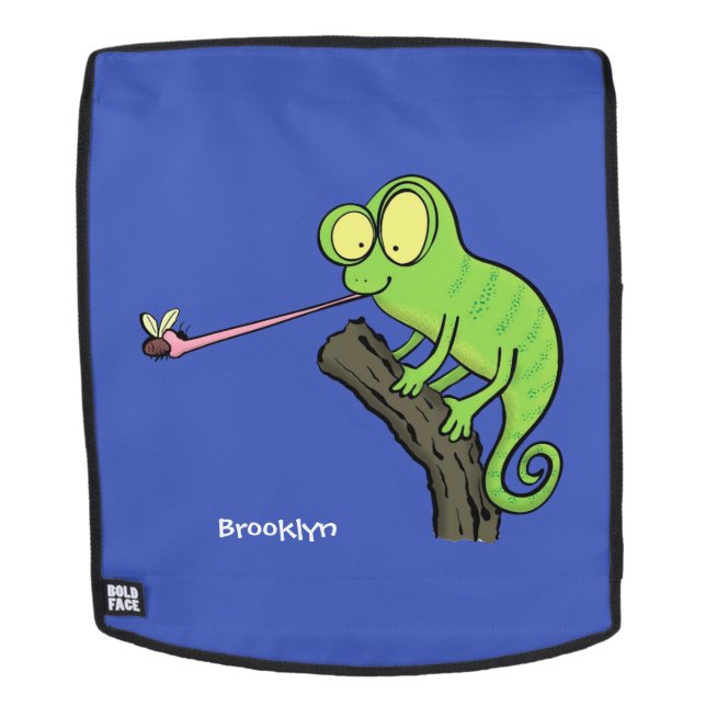 Sac À Dos Caméléon lézard de dessin animé vert drôle mignon (Devant amovible)