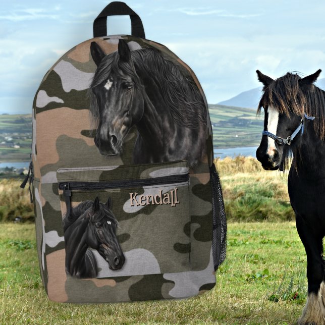 Sac à dos Camo Nom Chevaux Noirs (Créateur téléchargé)