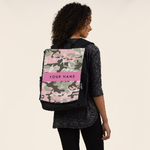 Sac À Dos Camouflage Rose et Vert Personnalisez votre nom
