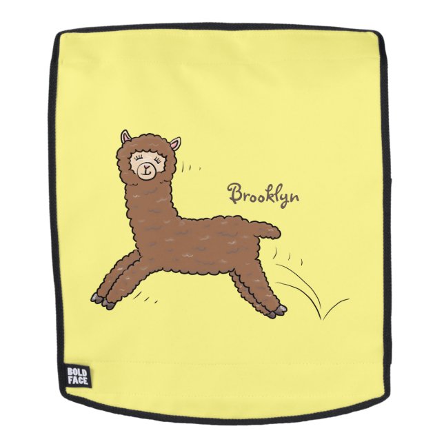 Sac À Dos Caricature d'alpaga brun joli (Devant amovible)