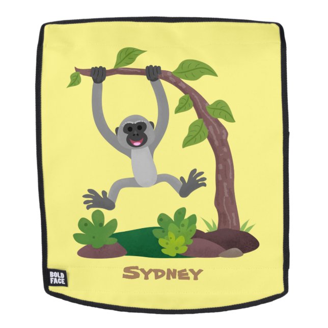 Sac À Dos Caricature de bande de gibbon joyeux (Devant amovible)