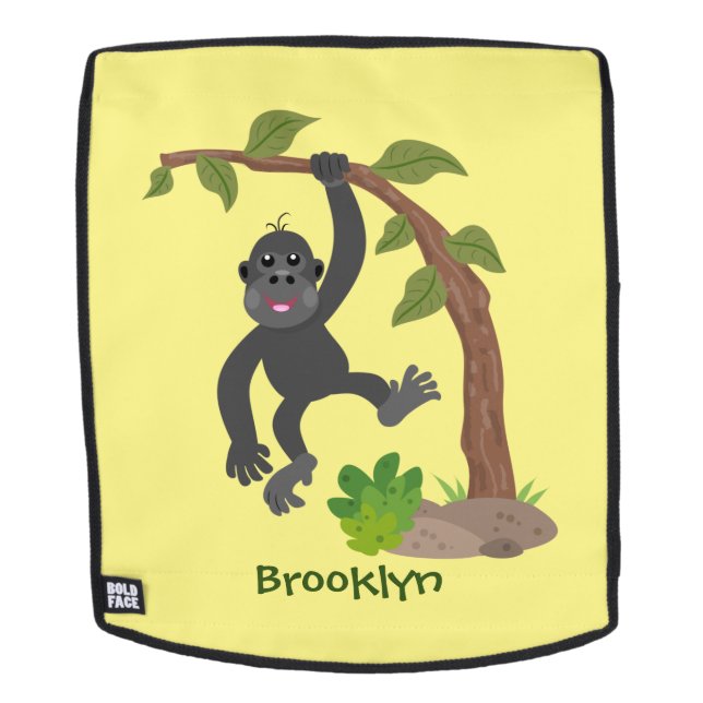 Sac À Dos Caricature de bébé gorille joyeux (Devant amovible)